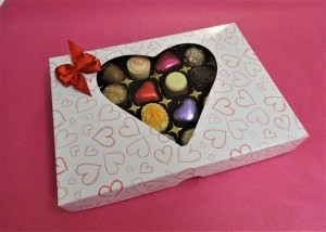 Window Heart Box 24-Choc (340g) Chosen Chocolates